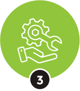 Auto repair service icon – hand holding a wrench under gear, step 3
