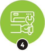 Icon showing a hand holding a wrench in front of a control panel – step 4 of the auto service process