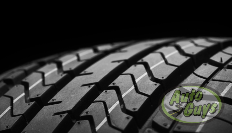 Close-up of new tire tread showing quality and safety features