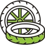 Illustration of car tires representing Auto Guys tire repair, rotation, and replacement services